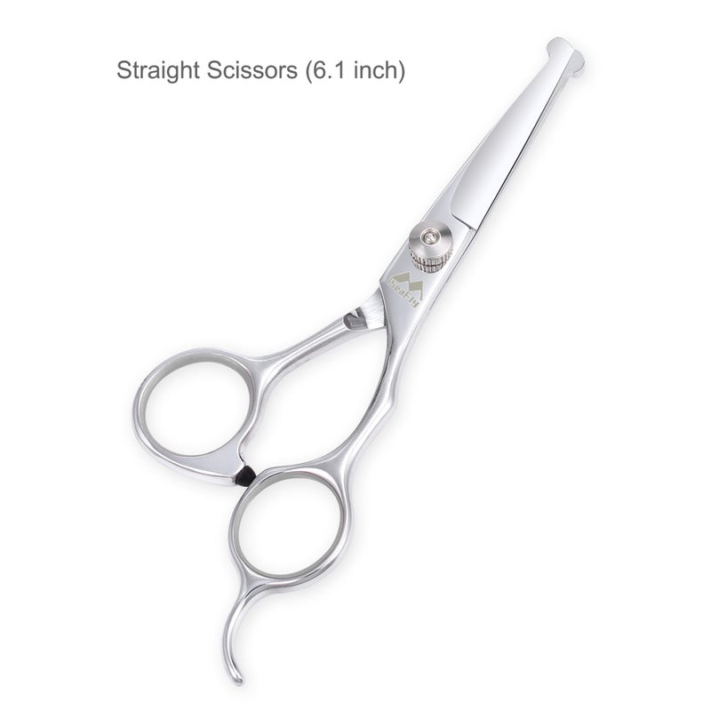 iSeaFly Dog Grooming Scissors Kit with Round Tip, 6 in 1 Cat Dog Scissors, Stainless Steel Pet Grooming Shears, Straight, Curved, Thinning Shears, Comb for Full Body, Face, Nose, Ear & Paw - Image 5